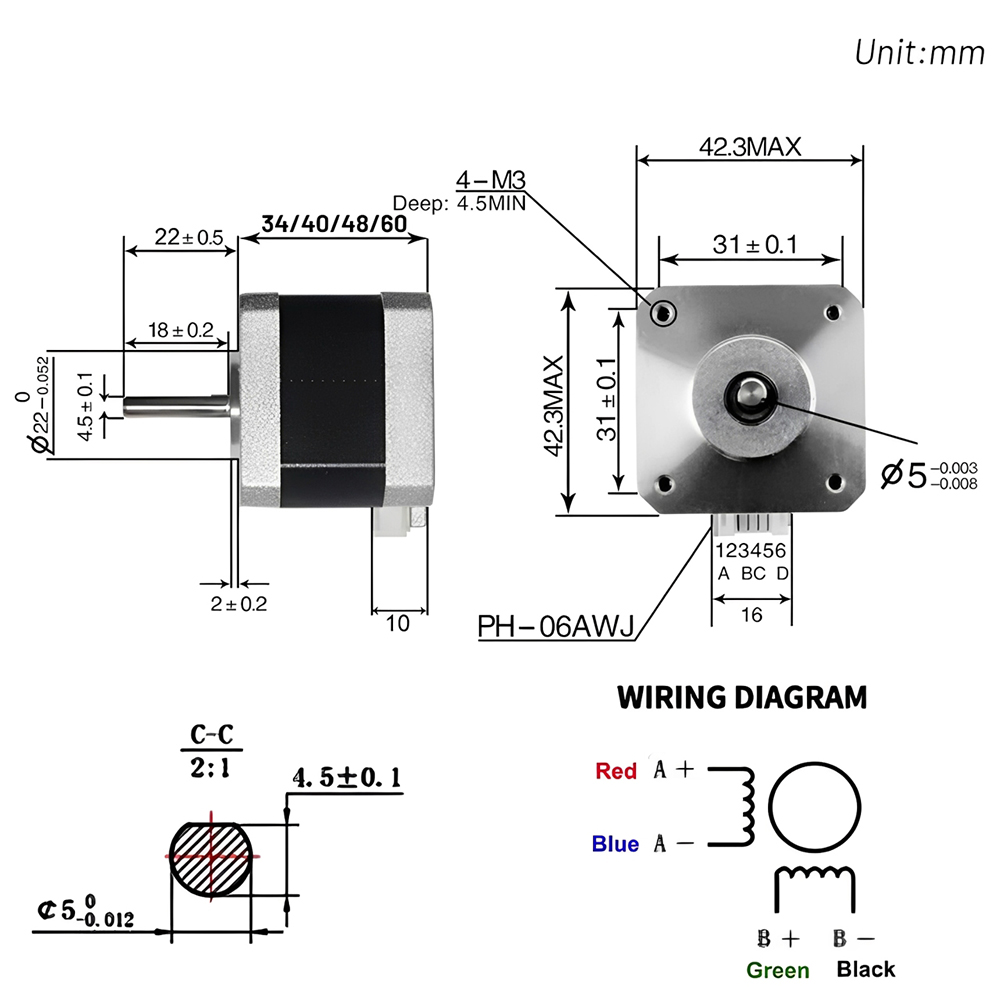 Moteur pas à pas Nema 17 42mm  - Stepper Motor Nema17 avis et prix