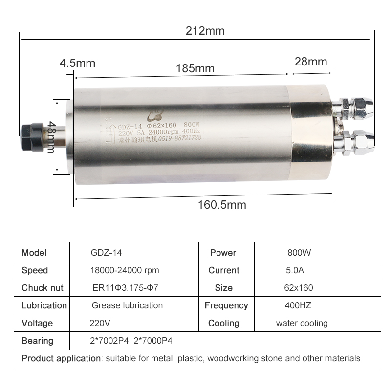 Moteur de broche métallique Hq - Water Cooled Spindle avis et prix
