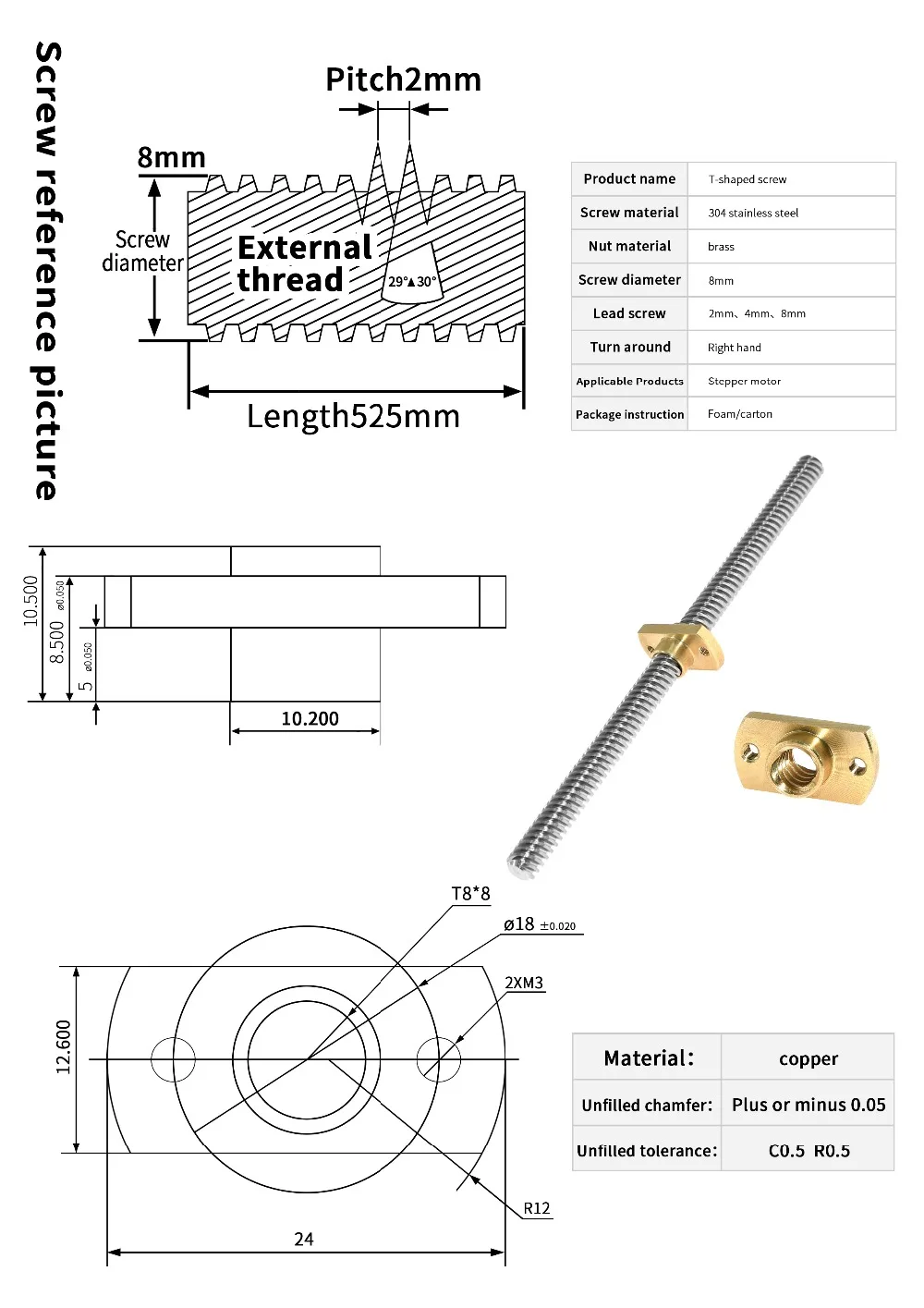 2 pièces imprimante 3D T8 vis  - Lead Screw 8Mm avis et prix