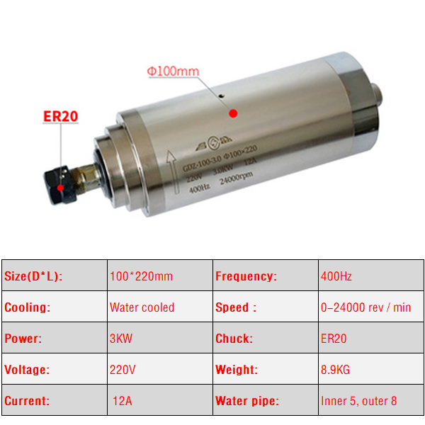 Moteur de broche CNC refroidi  - Water Cooled Spindle avis et prix